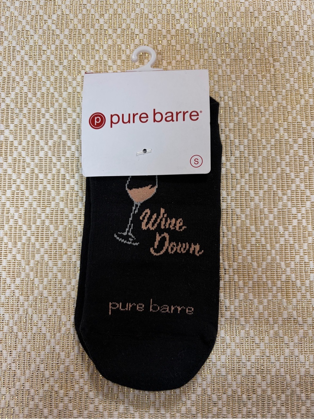Pure Barre Black Ankle Socks with Wine Glass Accent